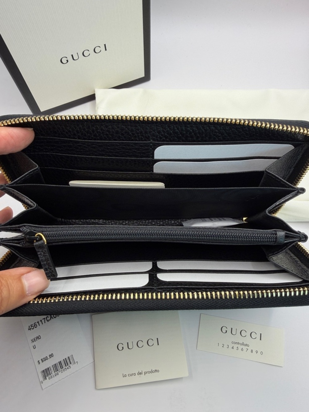 Gucci Black GG Pebbled Leather Zipper Wallet - Picture 4 of 6